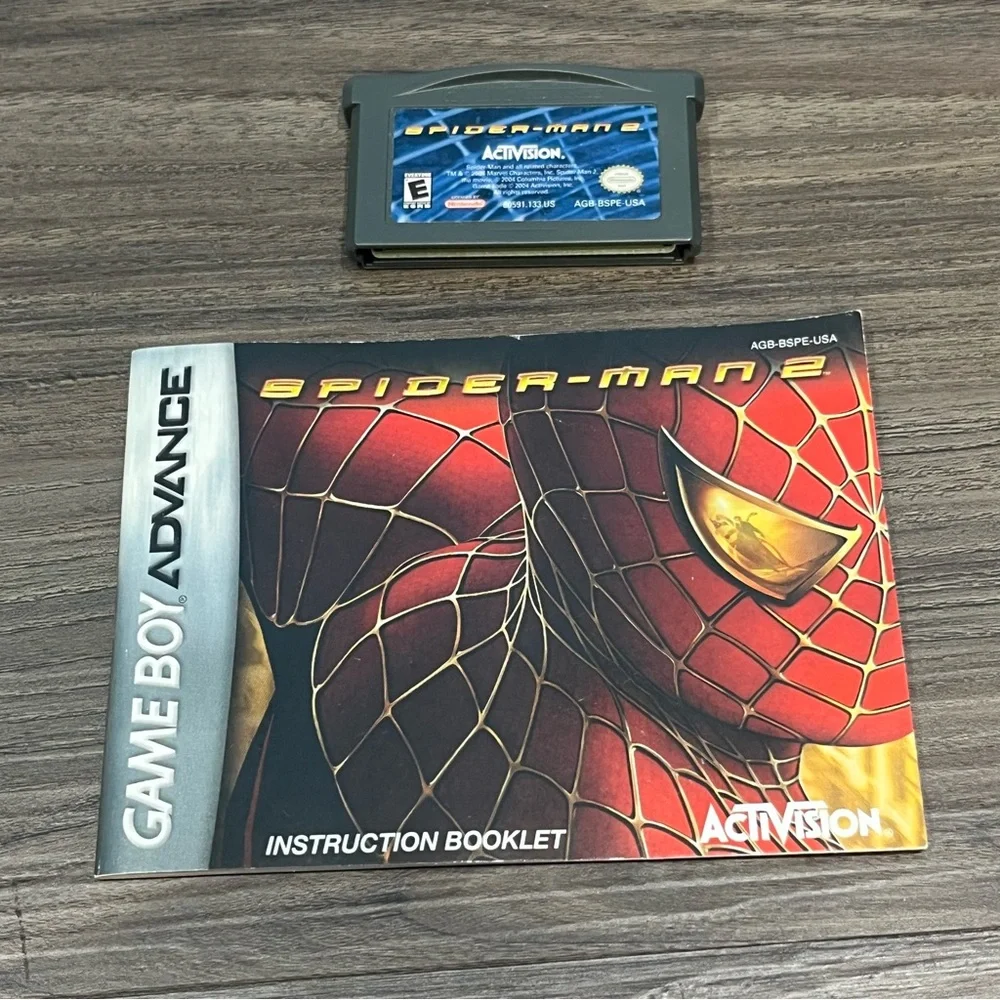2002 Nintendo Game Boy Advance Spider-Man Activision Game Cartridge And Manual